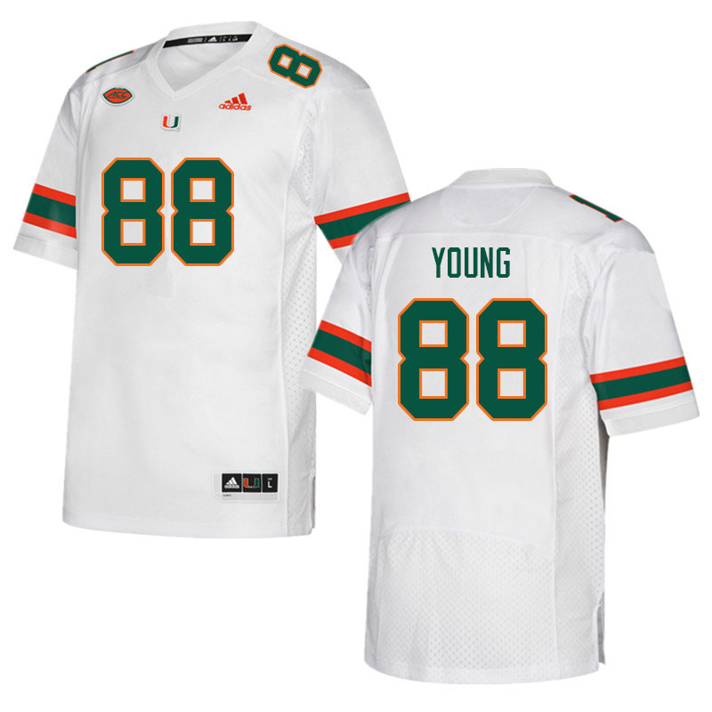 Men #88 Colbie Young Miami Hurricanes College Football Jerseys Sale-White - Click Image to Close